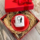 Kişiye Özel Hediyelik Kutulu Türk Kahvesi Fincan Seti - K. Atatürk M2 - Beyaz
