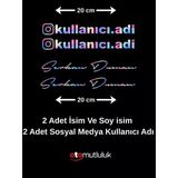 Kişiye Özel İnstagram Logolu Kullanıcı Adı Ve Isim Soy Isim Sticker 20 Cm-Hologram 4 Adet Vitrin