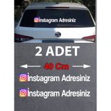 Kişiye Özel İnstagram Sticker 2 Adet - Sosyal Medya İnstagram Sticker - Araba Oto Araç Motosiklet Karavan Cam Sticker - 00926 40 Cm