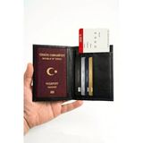 Kişiye Özel İsim Baskılı Hakiki Deri Pasaport Kılıfı Ve Seyahat Cüzdanı Siyah