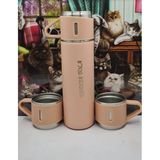 Kişiye Özel Isim Baskılı Paslanmaz Çelik Kutulu Bardaklı Termos Set 500 ml (Pembe)
