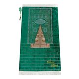 Kişiye Özel İsim İşlemeli Kabe Kapısı Modeli Desenli Şönil Seccade Yeşil