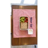 Kişiye Özel Isim Nakışlı Beslenme Örtüsü 45X35 cm – Leke Tutmaz Kumaş - Kırmızı - Beyaz