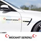 Kişiye Özel Isim Türk Bayrağı Oto Sticker Yapıştırma Etiket 2 Ad