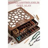 Kişiye Özel İsim Yazılabilir 2 Katlı Ahşap Tesbih Kutusu – 20'lik Tesbih Organizer Kutusu İnce Tesbihler için