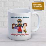 Kişiye Özel Isim Yazılabilir Benim Süper Annem Anneler Günün Kutlu Olsun Kupa Bardak - Renkli