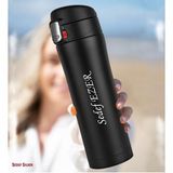 Kişiye Özel İsim Yazılabilir Hediyelik İsimli 400 mL Paslanmaz Çelik Termos Bardak Mug Kahve Çay Kilitli Kapak Thermos Matara (Siyah)