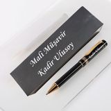 Kişiye Özel Isim Yazılı Tükenmez Kalem ve Hediye Kutusu | Siyah Gold Lüks Kalem - İmza Kalemi - standart