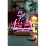 Kişiye Özel Isimli 3D Öğretmenler Günü Gül Ve Kitap 16 Renk Dekoratif Led Lamba