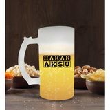 Kişiye Özel İsimli Buzlu Cam Bira Bardağı 50cl-30