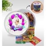 Kişiye Özel Isimli Fotoğraflı Doğum Günü Tasarımlı Dev Boy Haribo Minis Kovası (10GX100ADET) Model 1 - 694 gr