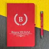 Kişiye Özel Isimli Kırmızı Ajanda Not Defteri ve Kalem Seti 2413W1001