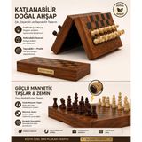Kişiye Özel İsimli Lüks Ahşap Manyetik Satranç Takımı 30 cm Katlanır Özel Yuvalı Premium Oyun Seti