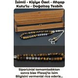 Kişiye Özel Isimli Tesbih - Kaplangözü Taşı - Harfli Püsküllü - Ahşap Kutulu Doğal Taş Tesbih