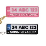 Kişiye Özel İsimli Ve Plakalı Anahtarlık Seti - Sevgililere Özel Mavi Pembe 2 Adet