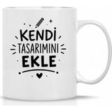 Kişiye Özel Isimli ve Resimli Tasarlanabilir Porselen Kupa Bardak - 1 Adet - Beyaz