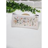 Kişiye Özel İsme Özel Bez Kalemlik Pembe Papatya ve Yaprak Desenli Mini Organizer