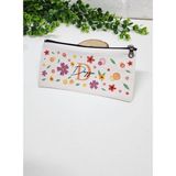 Kişiye Özel İsme Özel Bez Kalemlik Renkli Çiçekli ve Yaprak Desenli Mini Organizer
