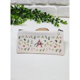 Kişiye Özel İsme Özel Bez Kalemlik Yeşil Yaprak Desenli Mini Organizer