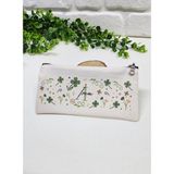 Kişiye Özel İsme Özel Bez Kalemlik Yonca Yaprak Çiçek Desenli Mini Organizer