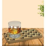 Kişiye Özel Kalpler Tasarımlı Doğal Ahşap Tabaklı Viski Bardağı Sunum Seti Model 1