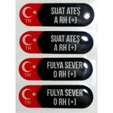 Kişiye Özel Kan Grubu Damla Sticker Seti 4 Parça