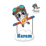 Kişiye Özel Kapı Süsü Ve 50 Adet Magnet Seti Panda Uçak