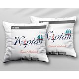 Kişiye Özel Kaptan Iki Adet Iki Tarafı Baskılı Yıkanabilir Yastık Kırlent Kılıfı - Krem - 43x43