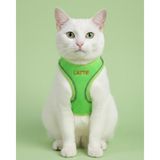 Kişiye Özel Kedi Gezdirme Tasması Airmesh Isimli Kedi Göğüs Tasması Esnek Kedi Tasması - Yeşil