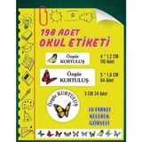 Kişiye Özel Kelebek Temalı Etiket ( 198 Adet Defter Kalem Okul Etiketi ) - --