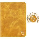 Kişiye Özel Kişiselleştirilebilir Hakiki Deri Rainbow Pasaport Kılıfı - Hardal Sarısı