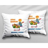 Kişiye Özel Kral Bakkal Iki Adet Iki Tarafı Baskılı Yıkanabilir Yastık Kırlent Kılıfı - Krem - 43x43
