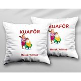 Kişiye Özel Kuaför Iki Adet Iki Tarafı Baskılı Yıkanabilir Yastık Kırlent Kılıfı - Krem - 43x43