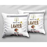 Kişiye Özel Lawyer Avukat Iki Adet Iki Tarafı Baskılı Yıkanabilir Yastık Kırlent Kılıfı - Krem - 43x43