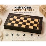 Kişiye Özel Lazer Baskılı 3’Ü 1 Arada Tavla Dama Satranç Seti – Ahşap Oyun Seti, Özel Hediye
