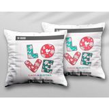 Kişiye Özel Love Sevgililer Günü Iki Adet Iki Tarafı Baskılı Yıkanabilir Yastık Kırlent Kılıfı - Krem - 43x43