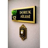 Kişiye Özel Lüks Gold Ahşap Kapı İsimliği Çiçekli 10x20 Cm Mdf Dekoratif Kapı Tabelası