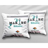 Kişiye Özel Makine Mühendisi Rbt Iki Adet Iki Tarafı Baskılı Yıkanabilir Yastık Kırlent Kılıfı - Krem - 43x43