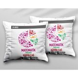 Kişiye Özel Matematik Öğretmeni Hsp Iki Adet Iki Tarafı Baskılı Yıkanabilir Yastık Kırlent Kılıfı - Krem - 43x43