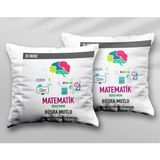Kişiye Özel Matematik Öğretmeni Kaa Iki Adet Iki Tarafı Baskılı Yıkanabilir Yastık Kırlent Kılıfı - Krem - 43x43
