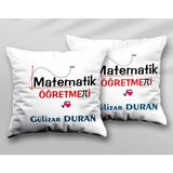 Kişiye Özel Matematik Öğretmeni Teori Iki Adet Iki Tarafı Baskılı Yıkanabilir Yastık Kırlent Kılıfı - Krem - 43x43