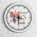 Kişiye Özel Mesleki Müzik Öğretmeni Ahşap Duvar Saati
