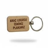 Kişiye Özel Mini Dikgörtgen Ahşap Anahtarlık – Araç Logosu, İsim ve Plaka Yazılı Lazer Gravür Anahtarlık – Özel Tasarım Araç Anahtarlığı