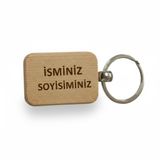 Kişiye Özel Mini Dikgörtgen Ahşap Anahtarlık – İsim Soyisim Yazılı Lazer Gravür Anahtarlık – Özel Tasarım Kişisel Hediye