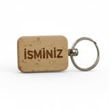 Kişiye Özel Mini Dikgörtgen Ahşap Anahtarlık – İsim Yazılı Lazer Gravür Anahtarlık – Özel Tasarım Kişisel Hediye