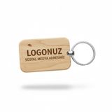 Kişiye Özel Mini Dikgörtgen Ahşap Anahtarlık – Logo ve Sosyal Medya İsmi Yazılı Lazer Gravür Anahtarlık – Promosyon & Özel Tasarım