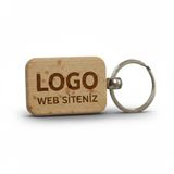 Kişiye Özel Mini Dikgörtgen Ahşap Anahtarlık – Logo ve Web Sitesi Yazılı Lazer Gravür Anahtarlık – Kurumsal Promosyon & Özel Tasarım