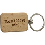 Kişiye Özel Mini Dikgörtgen Ahşap Anahtarlık – Takım Logosu ve İsim Yazılı Lazer Gravür Anahtarlık – Taraftara Özel Tasarım Hediye