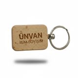 Kişiye Özel Mini Dikgörtgen Ahşap Anahtarlık – Ünvan ve İsim Soyisim Yazılı Lazer Gravür Anahtarlık – Kurumsal & Özel Tasarım