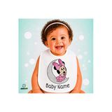 Kişiye Özel Minnie Mouse Keten Bebek Mama Önlüğü – Yumuşak, Emici, Yıkanabilir, Özel Tasarım P095